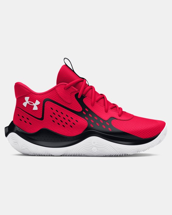 Grade School UA Jet '23 Basketball Shoes in Red image number 0